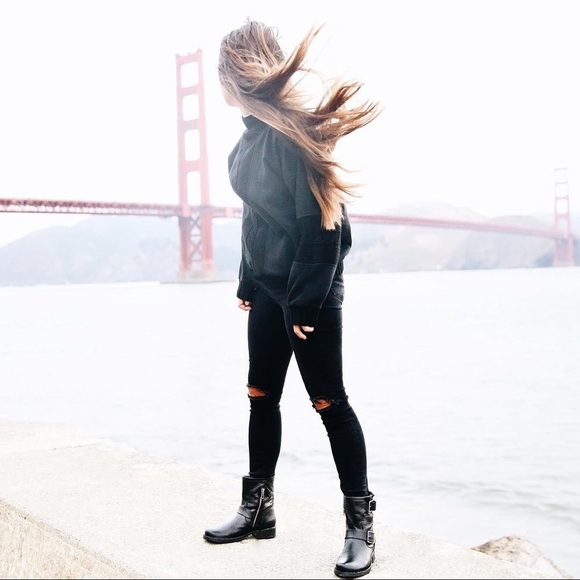 Frye Vicky Engineer Moto Brown Real Leather Belted Vintage Mid Calf Ankle Boot - Picture 9 of 16